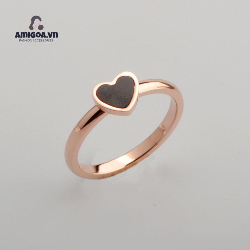 Nhẫn Vỏ Đen Trái Tim Dễ Thương