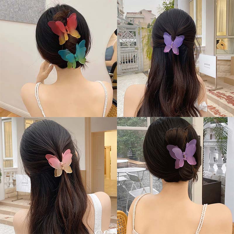 Kẹp Tóc Hình Bướm Trong Suốt Nhiều Màu Thời Trang Mùa Hè Cho Nữ