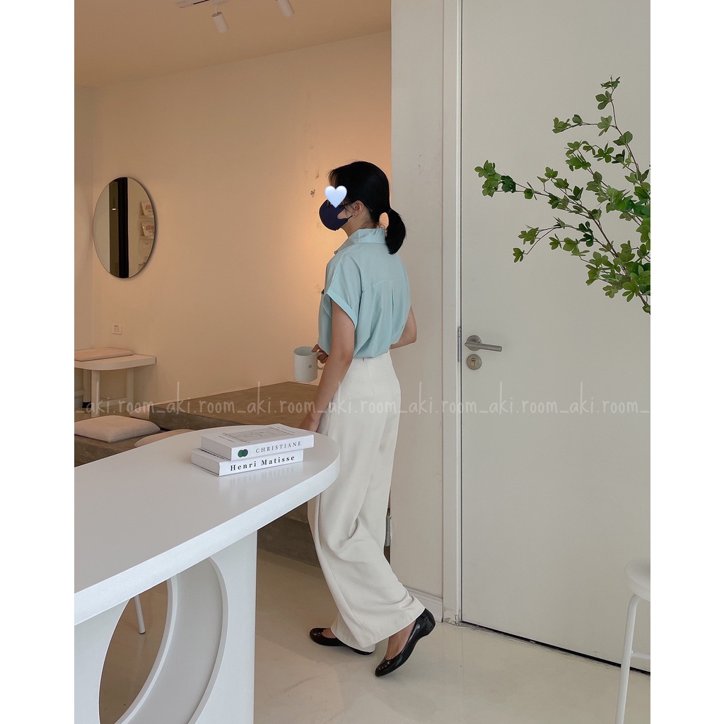 Quần vải suông lóng chéo cạp phẳng khuy mũi tên lệch 263