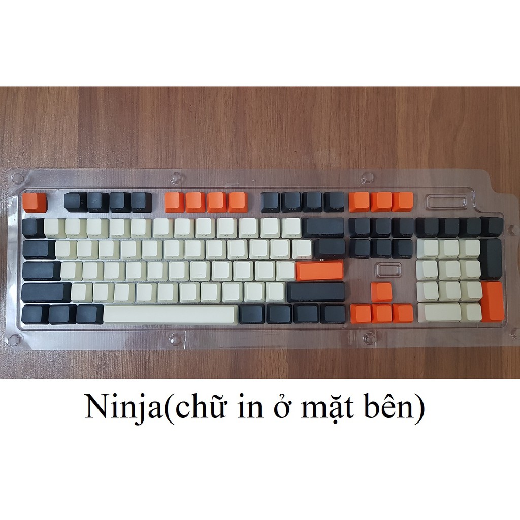 Set keycap Carbon phần chữ màu trắng ngà intop, ninja chất liệu thick PBT dày 1.5mm 108 phím, km thêm keypuller,