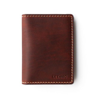 Ví da bò mini gập đôi Joy màu Nâu đỏ - Lethnic
