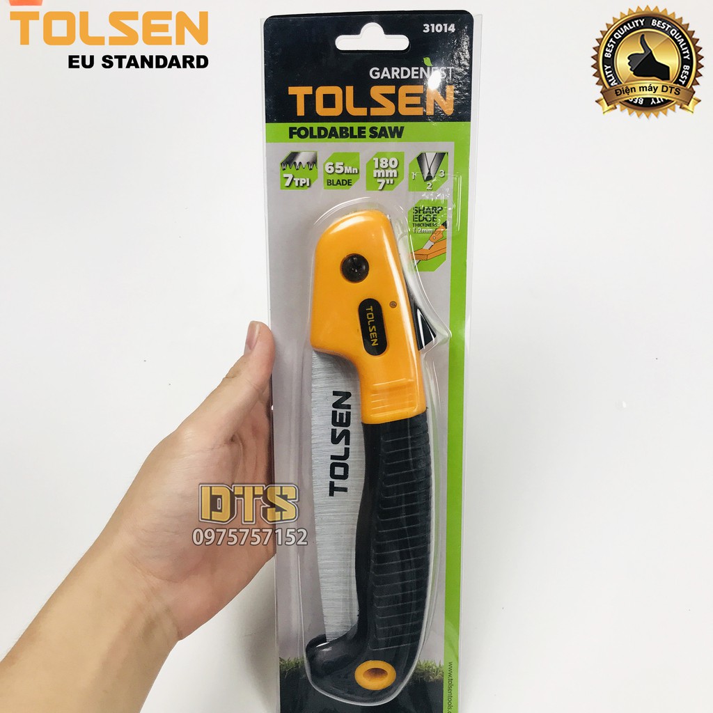 Cưa cầm tay, cưa gỗ gấp gọn TOLSEN 180mm, thép SK5 xử lý nhiệt, dụng cụ làm vườn chuyên nghiệp - Tiêu chuẩn Châu Âu