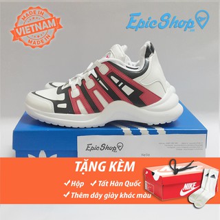 (Ảnh thật+Full box) Giày LV trắng viền đỏ