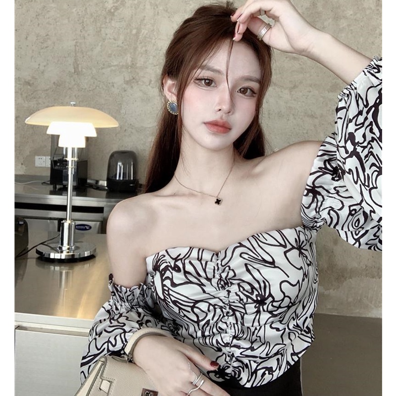 Áo Ngắn Trễ Vai Phong Cách Retro Thời Trang Mùa Hè Quyến Rũ Cho Nữ