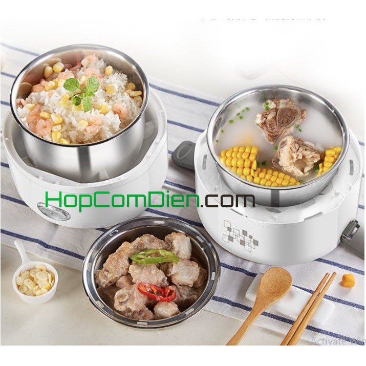 [Mã ELHADEV giảm 4% đơn 300K] Hộp cơm cắm điện Yoice inox 3 tầng cao cấp