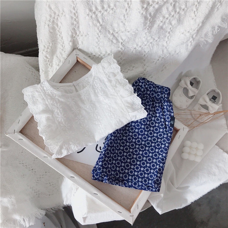 Hàng Mới Về Bộ Áo Thun + Quần Short Thêu Họa Tiết Phong Cách Hàn Quốc Thời Trang Mùa Hè Cho Bé Gái 5