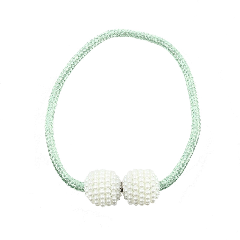 1Pcs Magnet Curtain Belt Woven Rope Imitation Pearl Buckle Free Punch Back Clip Curtain Accessories