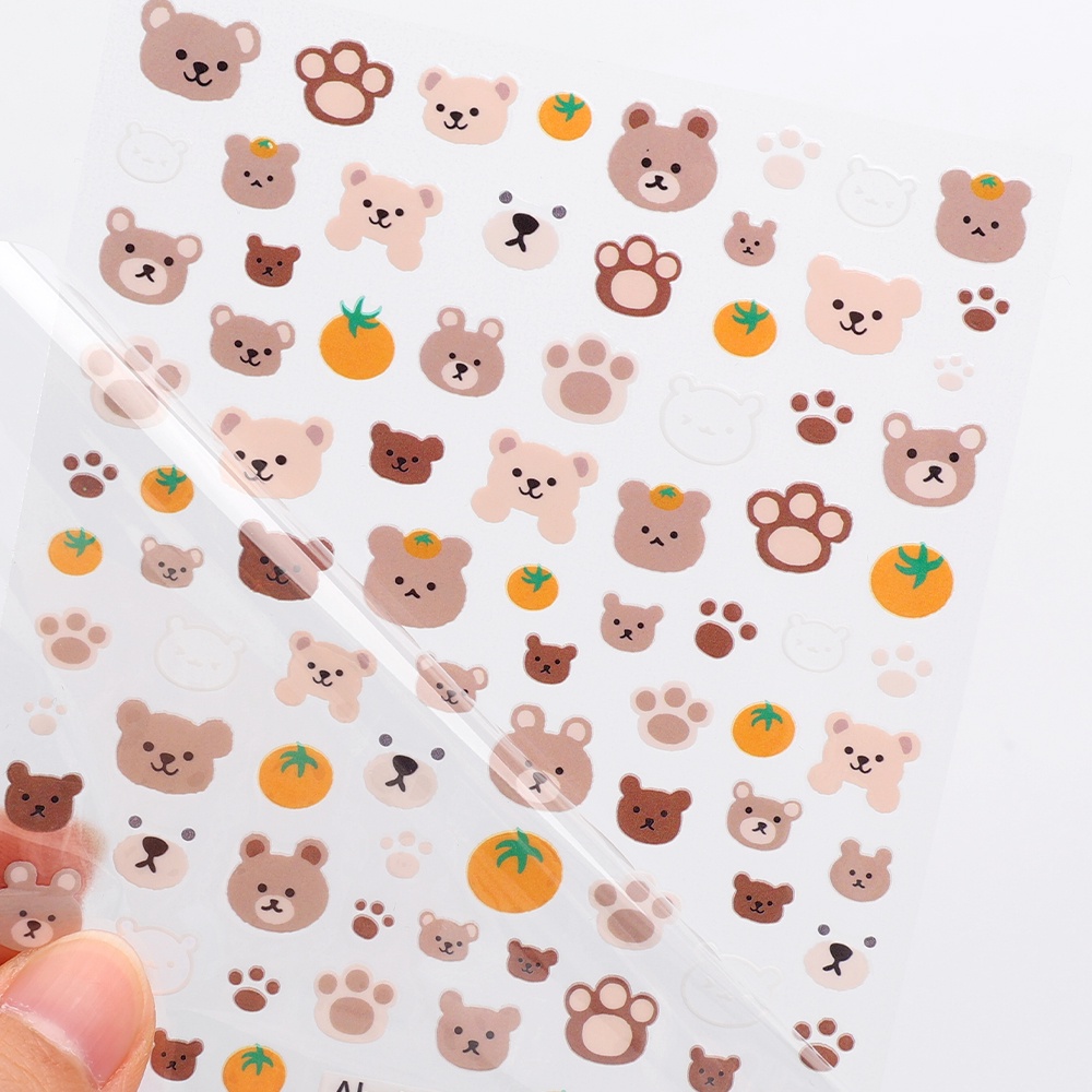 Miếng Dán Trang Trí Móng Tay Hình Gấu Hoạt Hình 3D DIY
