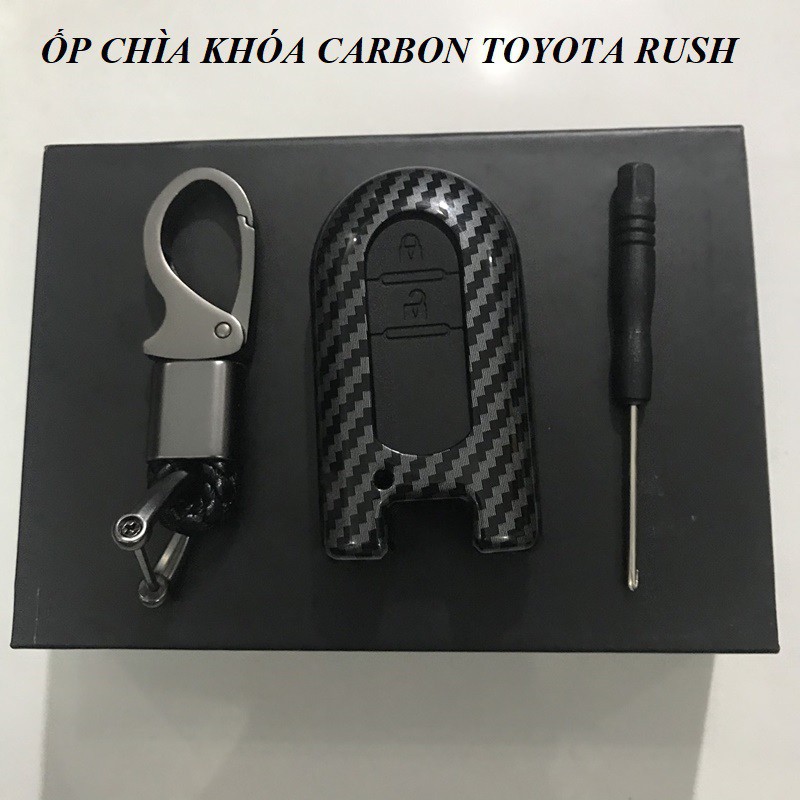 ốp chìa khóa carbon Toyota Rush 2018 - 2021 chìa thông minh 2 nút