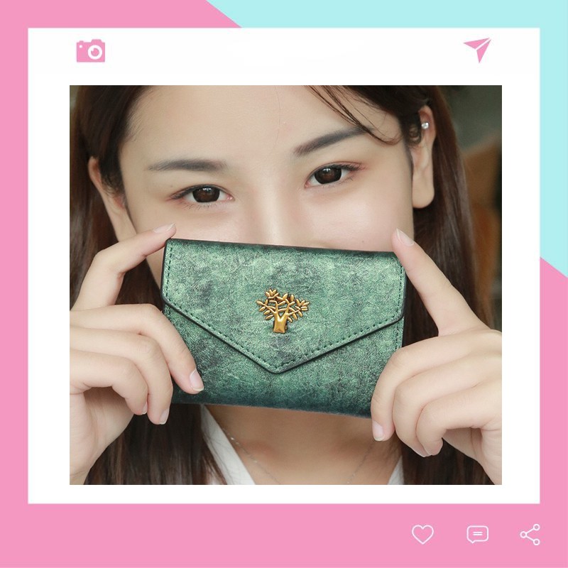 Ví da nữ đẹp cầm tay nhỏ gọn mini Deliva VN06 siêu yêu