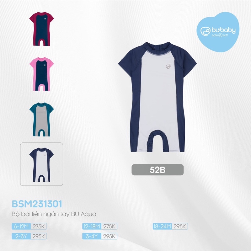 Bu baby - Bộ bơi liền ngắn tay BU Aqua BSM231301