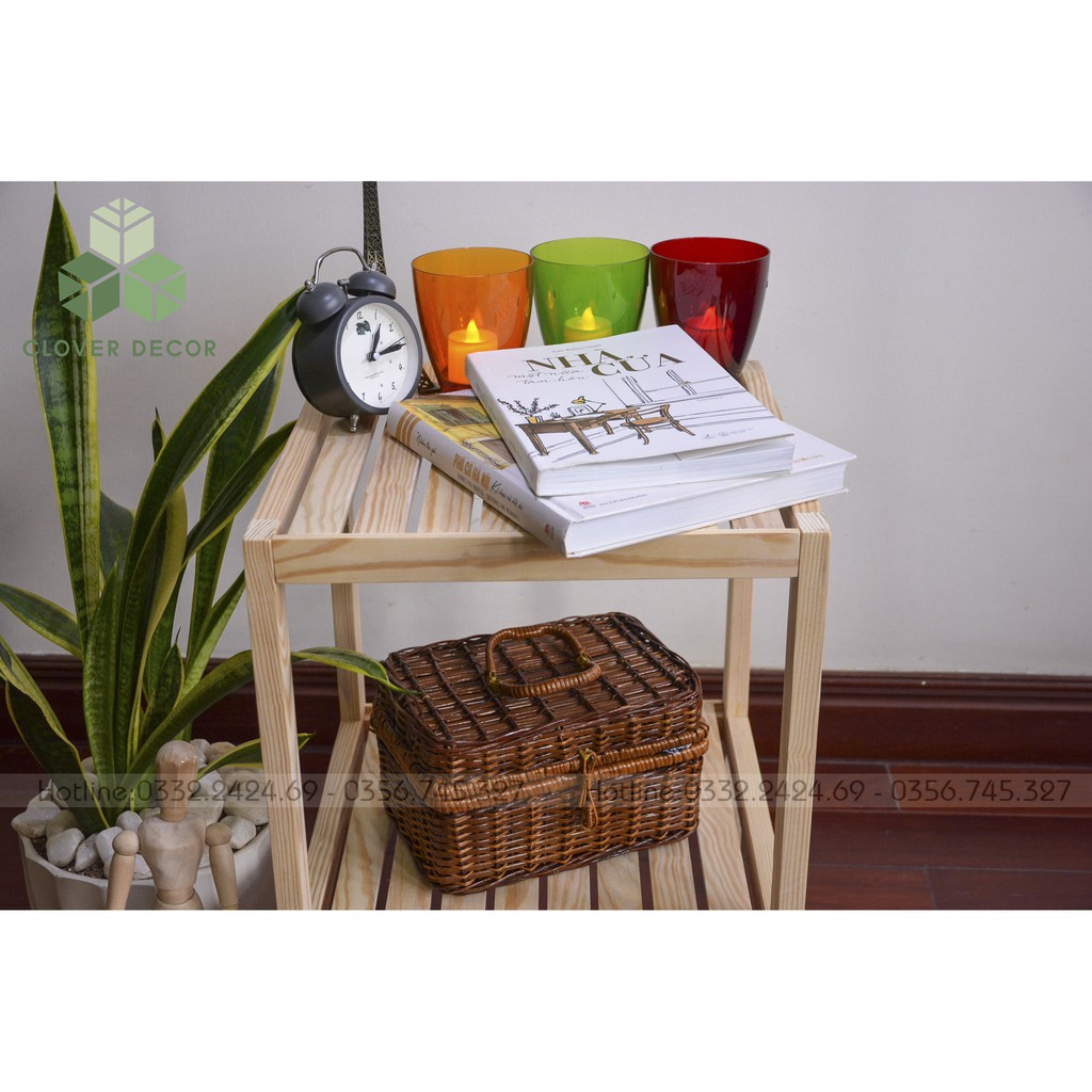 Tab Đầu Giường 2 Tầng  Gỗ Thông- Clover Decor - Phong cách Hàn Quốc | BigBuy360 - bigbuy360.vn