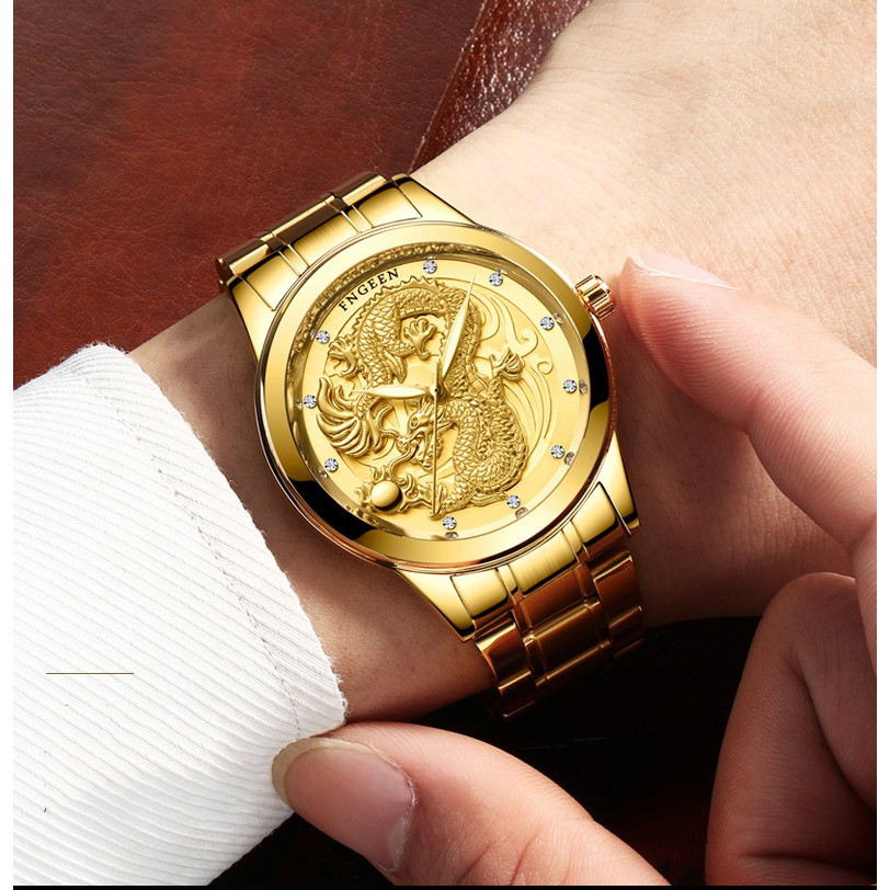 (FULL BOX) Đồng Hồ Nam FNGEEN Mặt Rồng 3D Phiên Bản Doanh Nhân Dây Thép Không Gỉ Cao Cấp | BigBuy360 - bigbuy360.vn