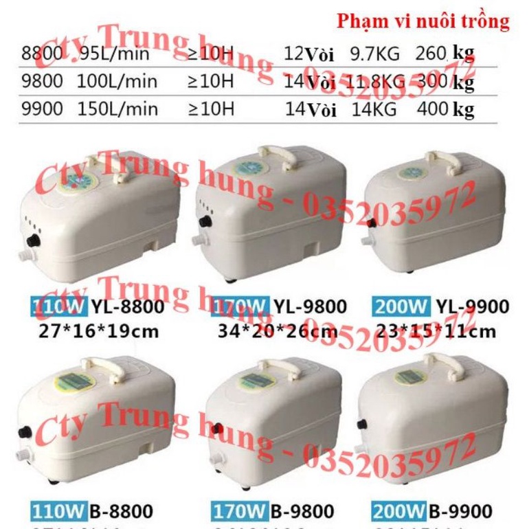 Sục khí oxy YL.Máy sục khí oxy tích điện . Máy thổi khí liền bình ắc quy. Hàng chính hãng.