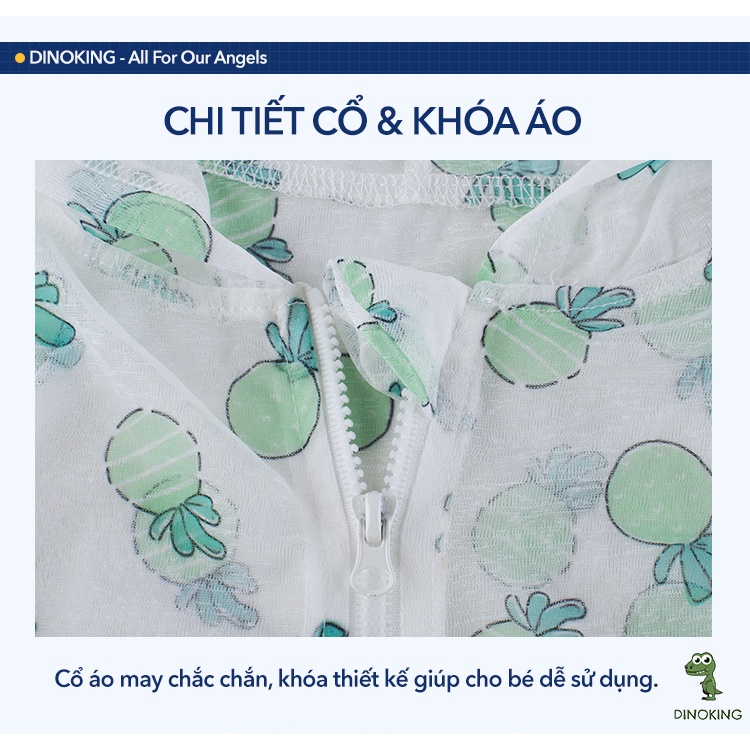 Áo chống nắng cho bé trai bé gái DINOKING Áo khoác chống nắng trẻ em mùa hè sợi tre cotton 100% chống tia UV cho bé CN03