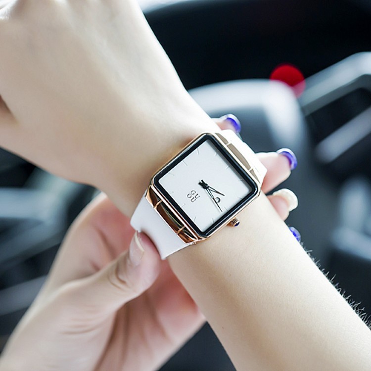 Đồng hồ nam nữ mặt Vuông, đồng hồ đeo tay nam nữ unisex dây đeo Silicon, phiên bản ip mới nhất, thời trang siêu hot