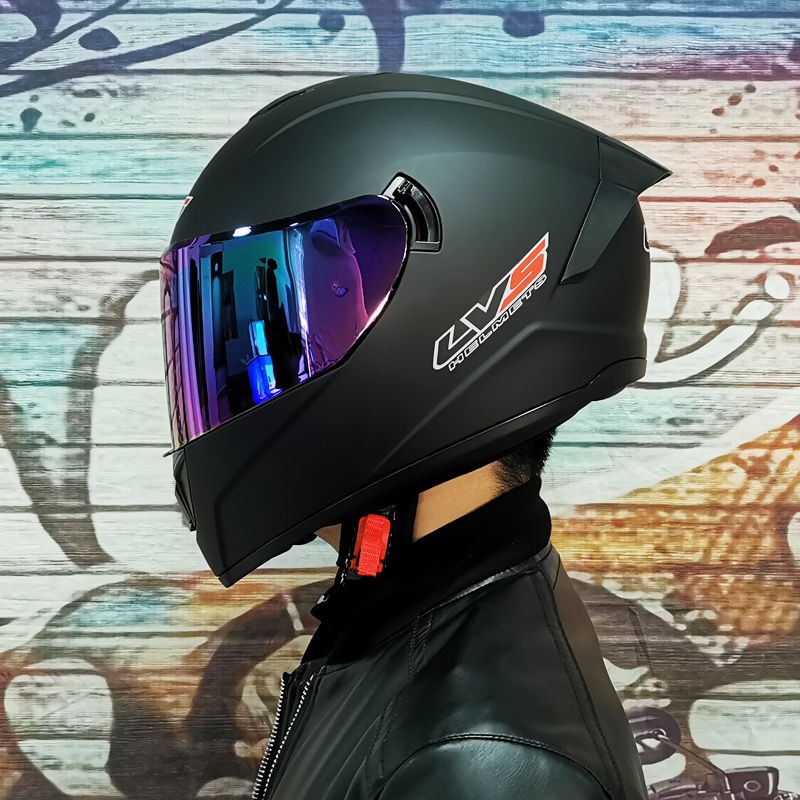 ◑✎▣Mũ bảo hiểm xe máy nam và nữ full face thấu kính kép bluetooth mùa hè cá tính đua địa hình bốn LVS