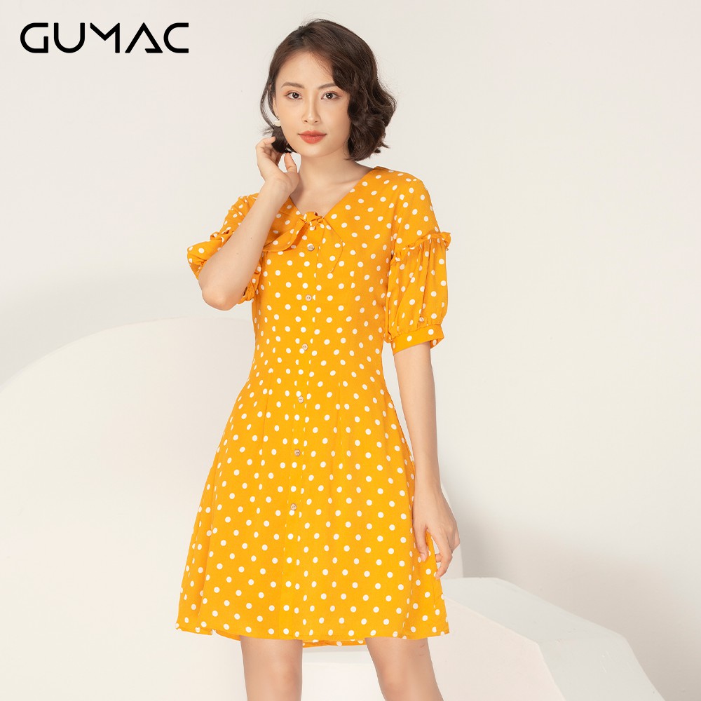 Đầm bi cổ V nơ DA928 GUMAC