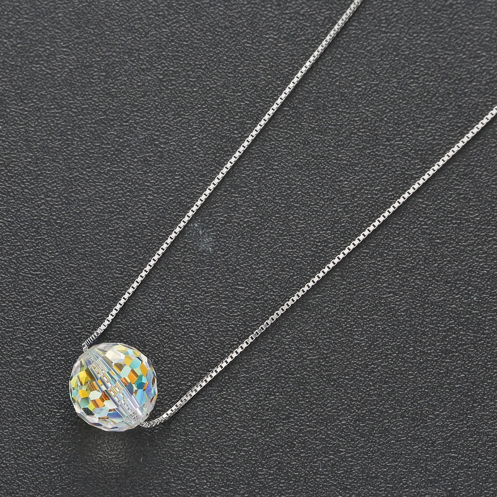 Dây chuyền bạc nữ ANTA Jewelry, thiết kế vòng cổ bạc mặt tròn đính đá pha lê 7 màu - ATJ7066B