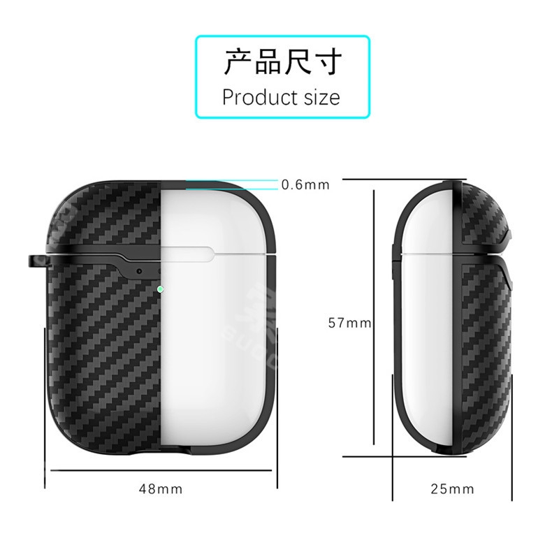 Vỏ Bảo Vệ Hộp Sạc Tai Nghe Airpods 2 Bằng Sợi Carbon Kèm Móc Khóa Tiện Dụng