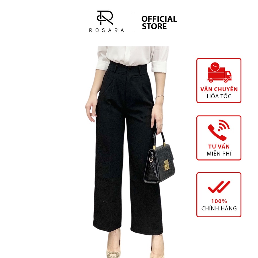 Quần culottes rộng cạp cao khoá trước 1 khuy dài vải tuyết mưa vitex Rosara Q04