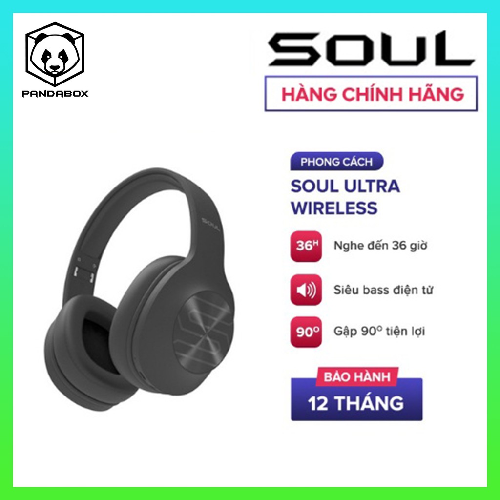 Tai Nghe Bluetooth Headphone Soul Ultra Wireless Dynamic Bass, Bluetooth 5.0, Nghe Đến 36 giờ - Chín