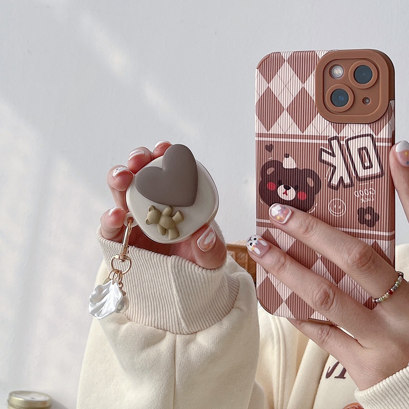 Vỏ bảo vệ hộp sạc tai nghe không dây Baseus Encok WM01 TWS WM01 họa tiết trái tim/nơ đáng yêu có móc khóa trang trí