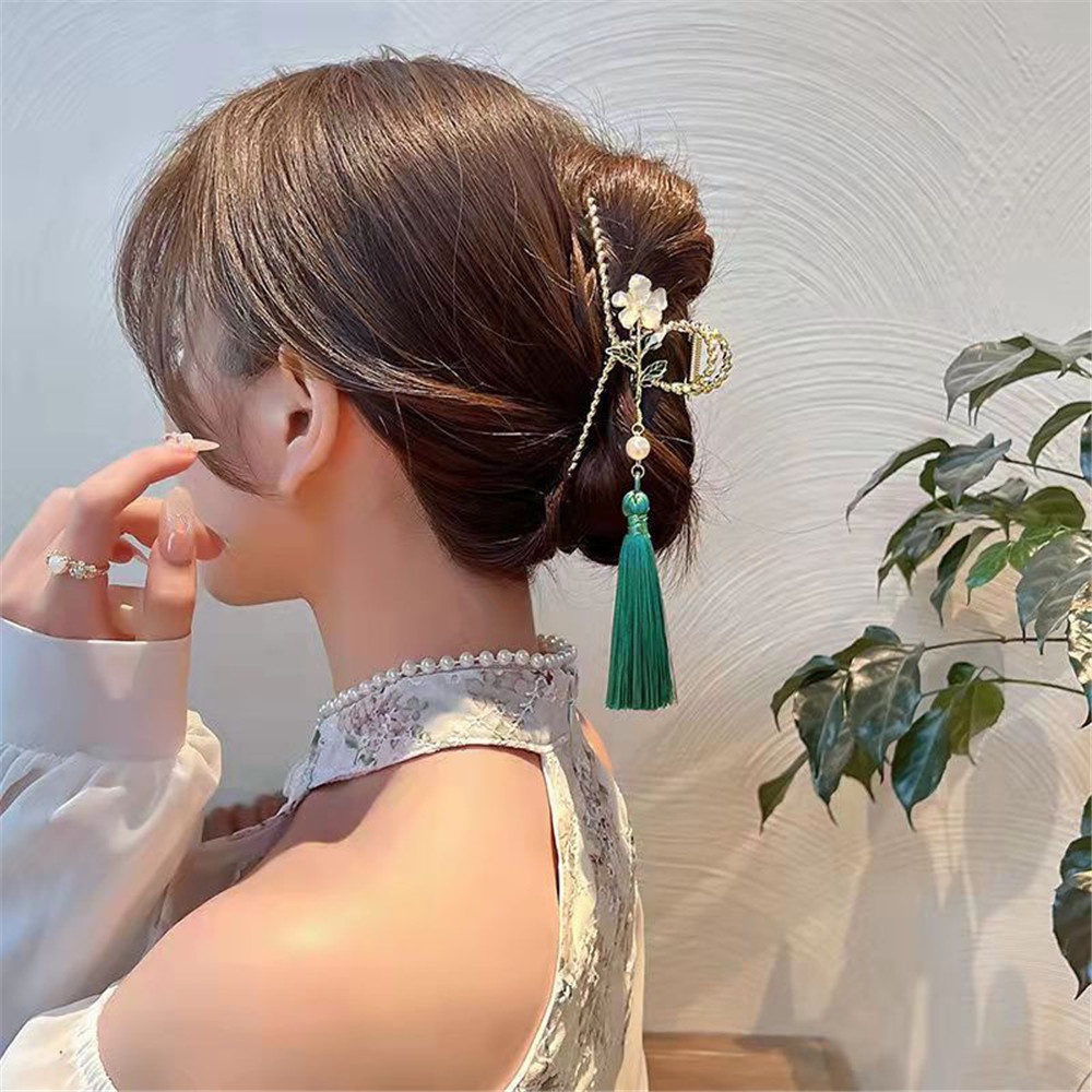 Kẹp Tóc Hình Cá Mập Phối Tua Rua Phong Cách Trung Hoa Cổ Điển Thời Trang Cho Nữ