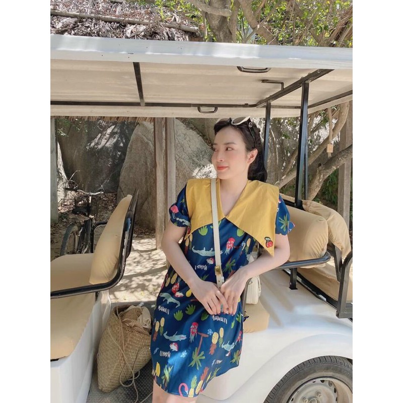 Đầm suông hoạ tiết cổ phối, thiết kế siêu xinh siêu trắng da | BigBuy360 - bigbuy360.vn