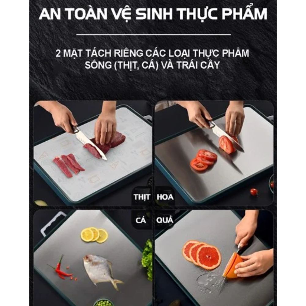 Thớt Inox 304 Cao Cấp 2 Mặt Masuto Kháng Khuẩn Chống Ẩm Mốc Rã Đông Nhanh Siêu Bền - Hàng Chính Hãng