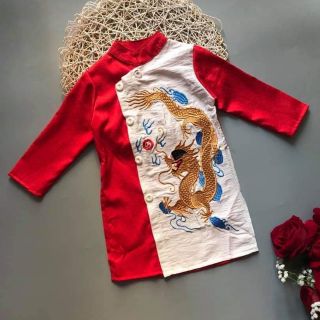 Áo dài rồng bé trai hình thêu