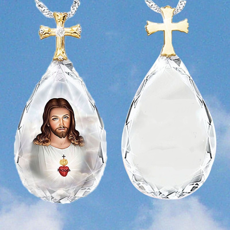 Mới Vòng cổ Đôi Mặt Chúa Jesus Đính Đá Sang Trọng