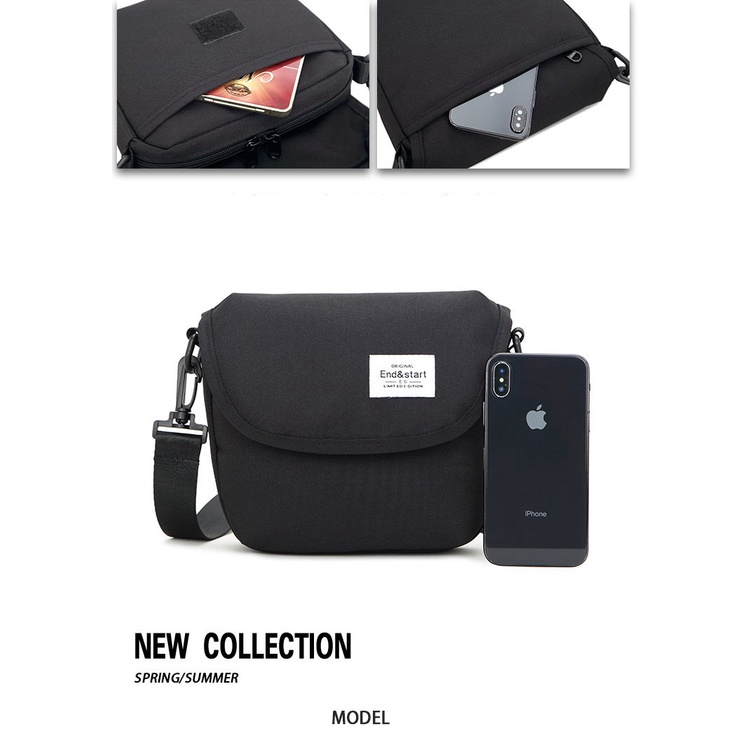 Túi Nam Đeo Chéo Mini Bag Vải Oxford Nhập Khẩu Cao Cấp Thời Trang Hàng Quốc Màu Đen T12