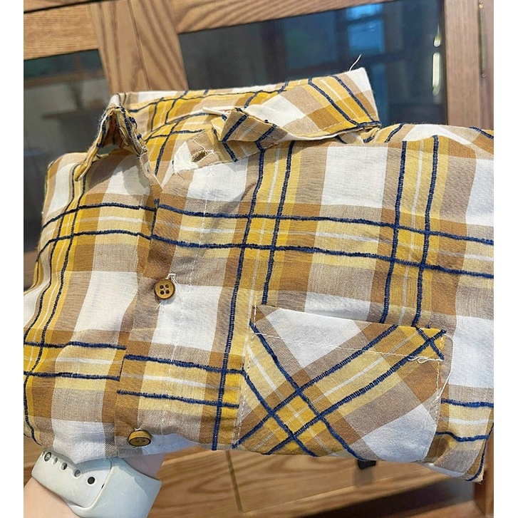 Áo sơ mi bé trai chất thô đũi siêu mềm mát