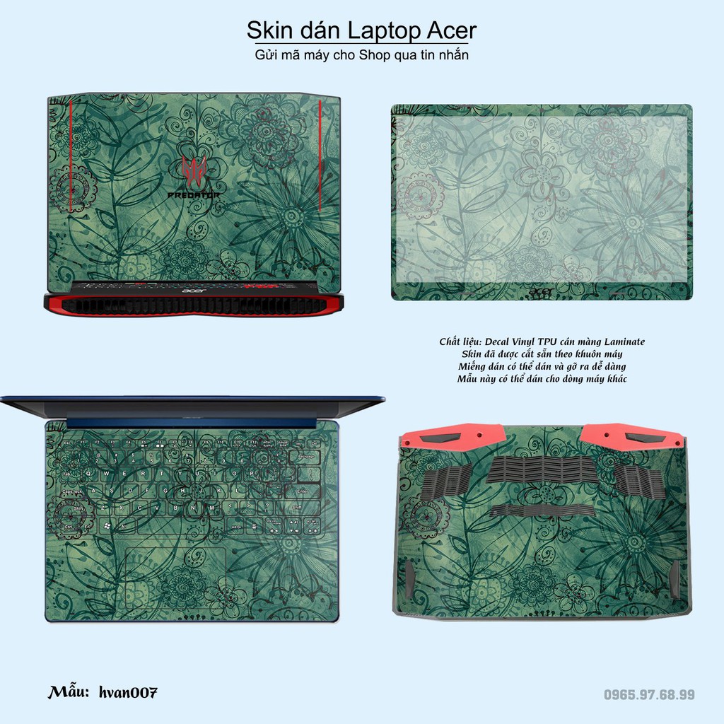 Skin dán Laptop Acer in hình Hoa văn _nhiều mẫu 2 (inbox mã máy cho Shop)