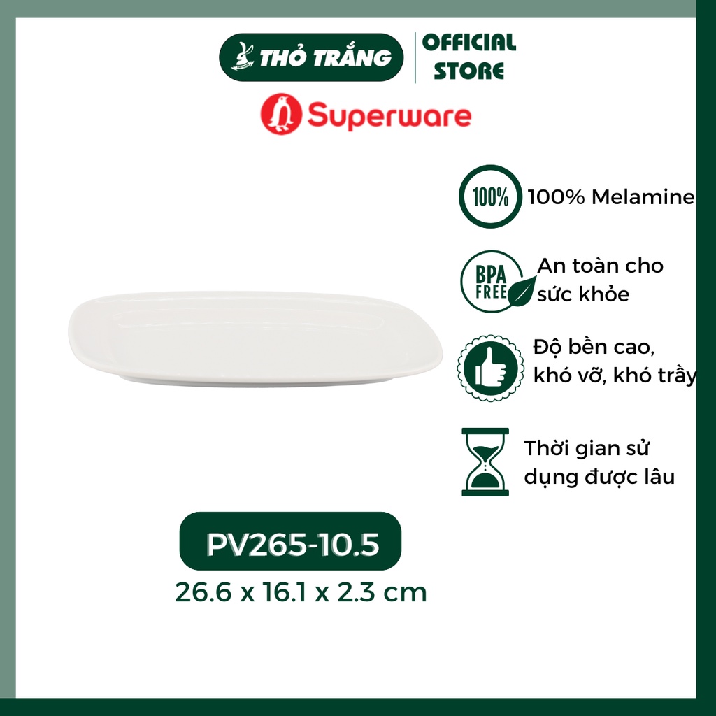 Đĩa nhựa chữ nhật giả sứ cao cấp- Porceline