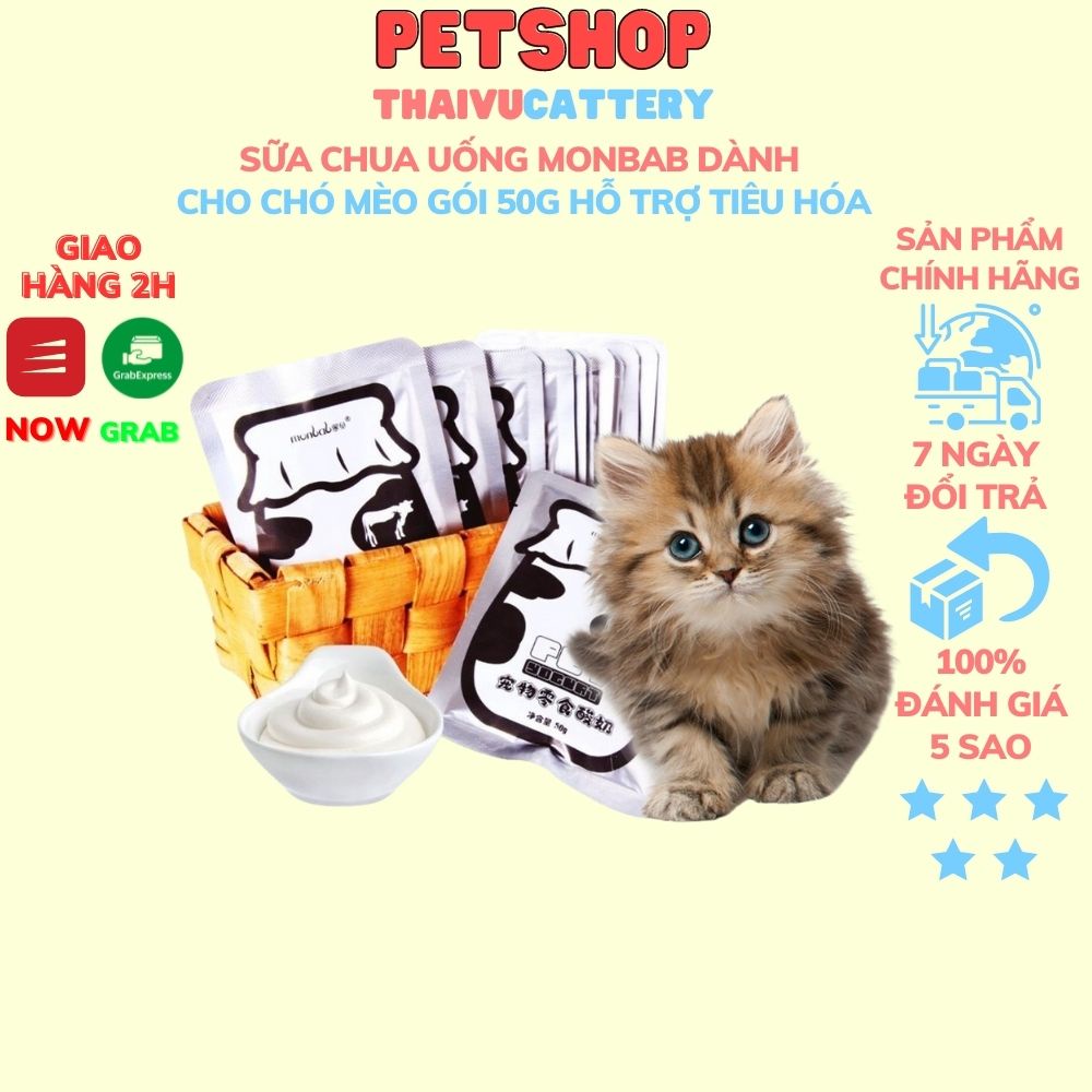 Sữa chua uống Monbab dành cho chó mèo gói 50g tốt cho tiêu hóa - Thaivucattery