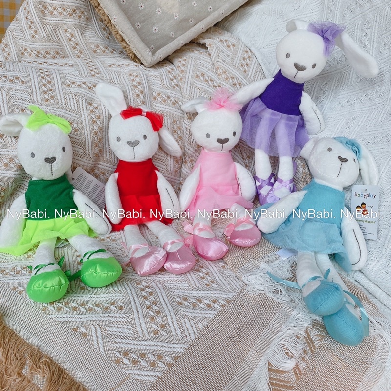 Búp Bê Thỏ Bông Mặc Váy Màu Hồng Đỏ Cam Xanh Tím [ DouDou Trấn An Con Ngủ Ngon]