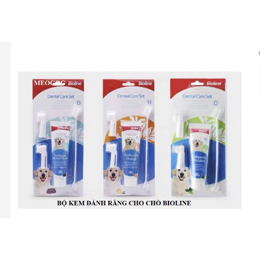 Bộ kem đánh răng BIOLINE đánh răng thơm miệng cho chó mèo
