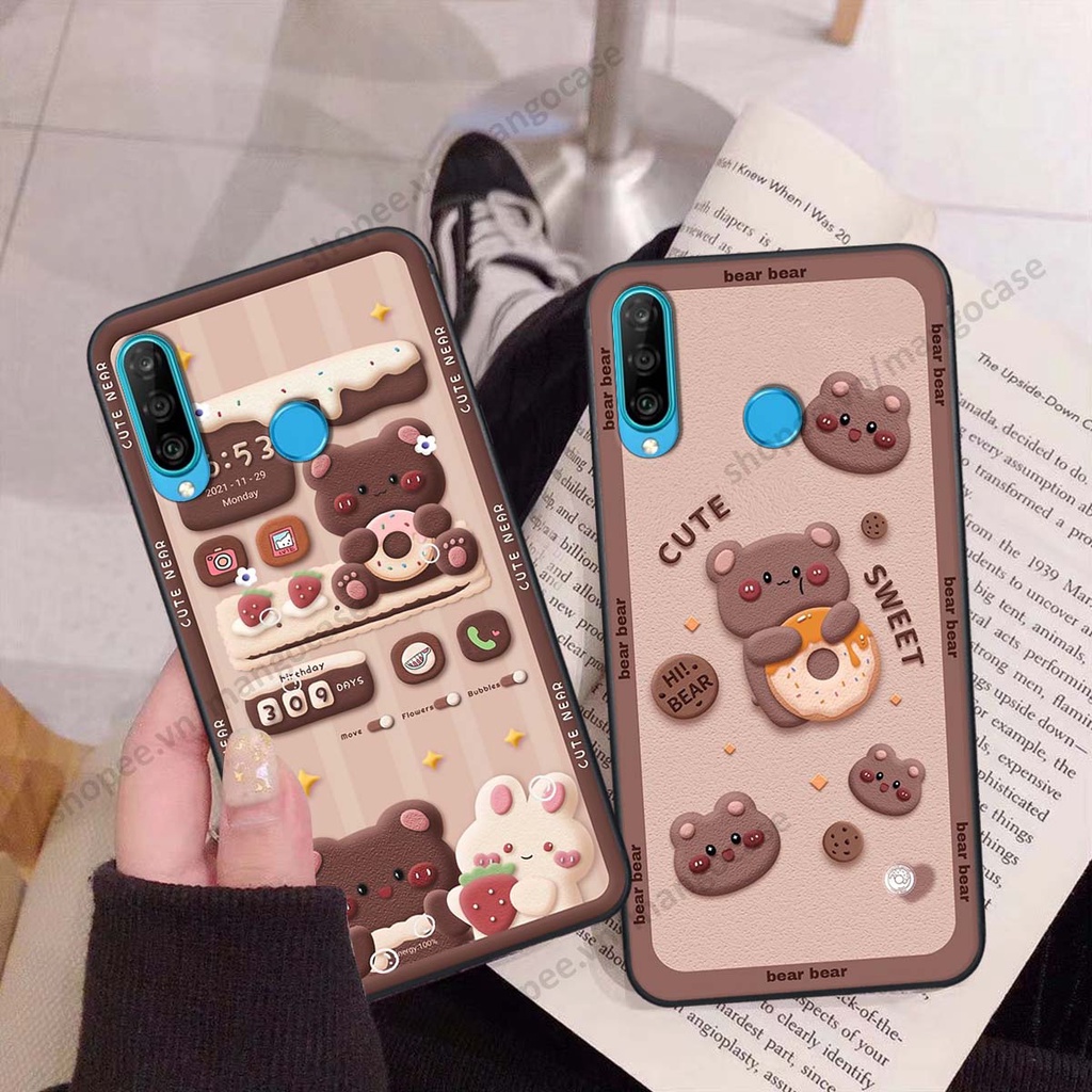Ốp lưng Huawei Nova 4e / P30 Lite hình gấu, thỏ, đồng hồ cute dễ thương