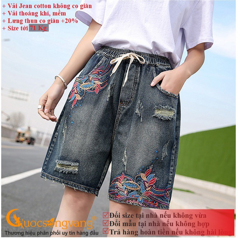 Quần short nữ rách quần đùi jean nữ thêu hoa GLQ119 Cuocsongvang