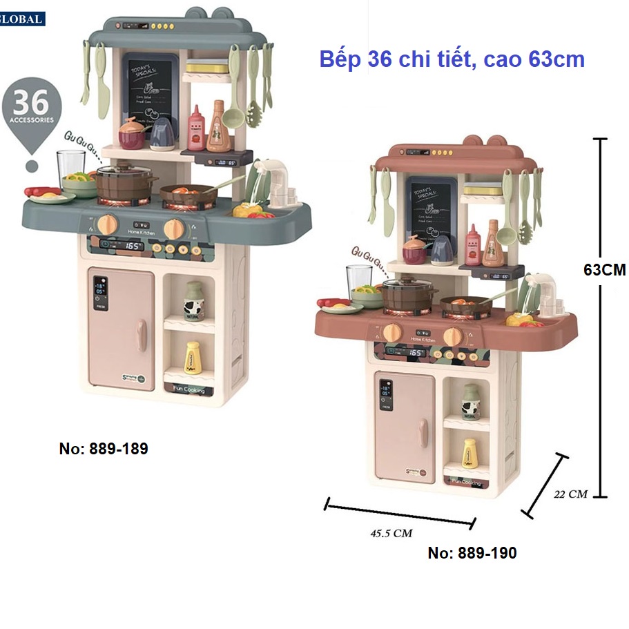 Đồ chơi nấu ăn nhà bếp cao cấp cho bé nhiều chức năng BBT Global