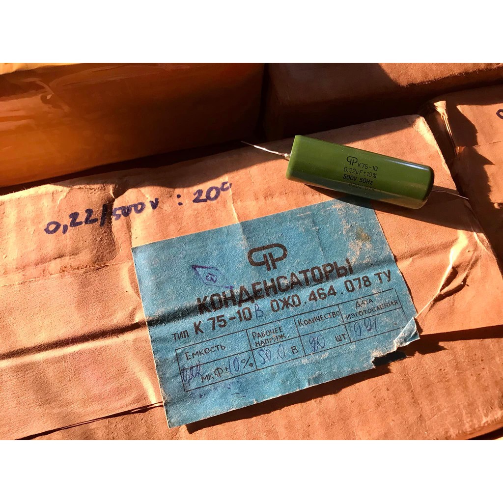 Tụ dầu nối tầng Nga mới nguyên seal 0.22uf 500v bán lẻ rẻ như bán buôn