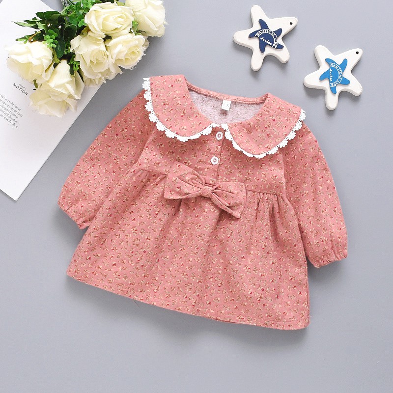Đầm cổ búp bê họa tiết hoa xinh xắn dễ thương cho bé gái
