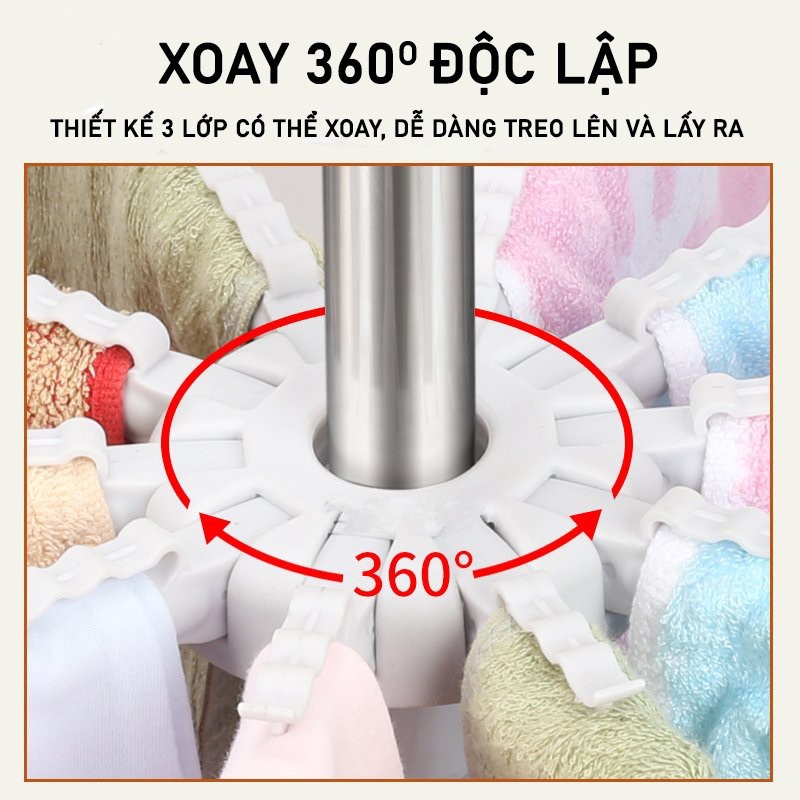 FREE SHIP !!! Cây phơi, cây sào phơi đồ inox 3 tầng treo đồ cho trẻ em, bé sơ sinh đa năng 9BABY