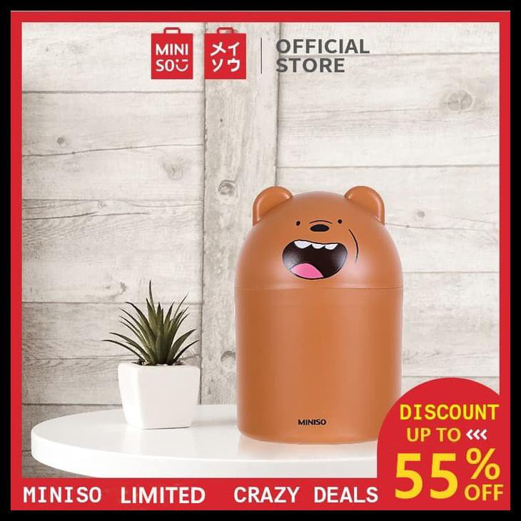 Miniso Thùng Rác Nhựa Mini Để Bàn Hình Gấu Đáng Yêu