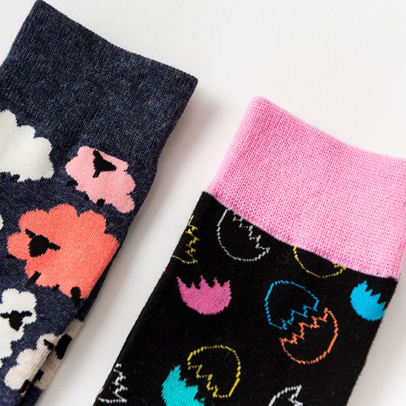 Xiangbao Vớ Thuyền Cotton Unisex Họa Tiết Hoạt Hình Vui Nhộn Nhiều Màu Sắc Hình Thỏ Lá Cây Cừu Harajuku Sto