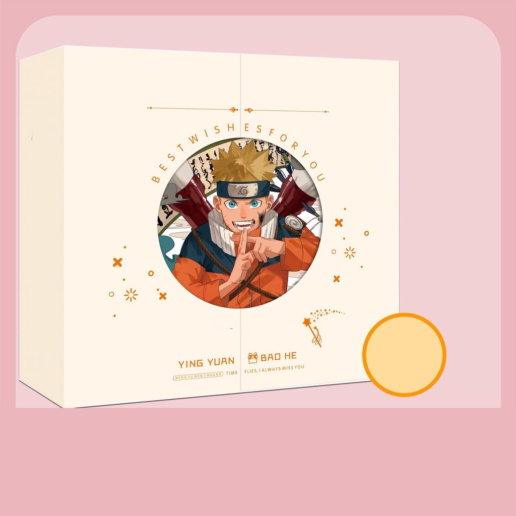 Hộp quà viền tròn in hình Naruto anime chibi