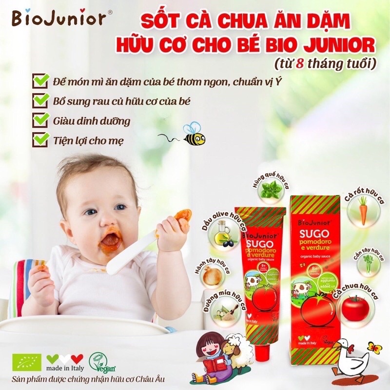 [Bio Junior] SỐT TƯƠNG CÀ CHUA HỮU CƠ BIO JUNIOR 8m+ Sumishop2019