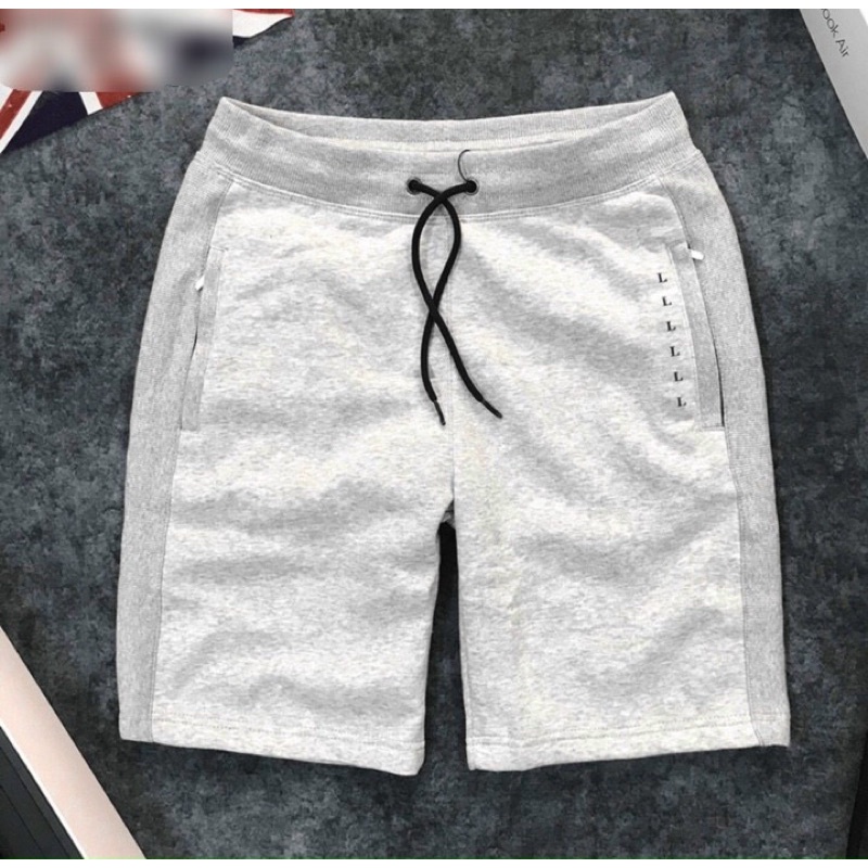 Quần short thun nỉ da cá phối hai dây kéo cao cấp